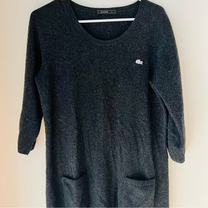 Lacoste Cashmere Sweater Dress Grey Black